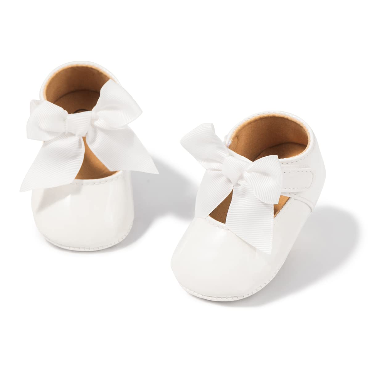 ohsofy Infant Baby Girls Mary Jane Flats Non-Slip Bowknot Princess Wedding Dress Shoes Toddler Crib Shoes