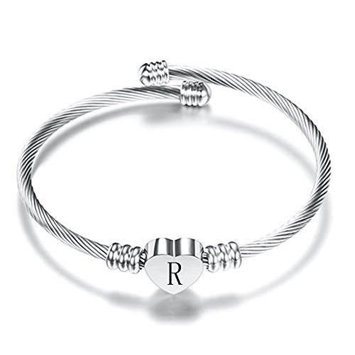 VQYSKO Gold Bracelets for Girls-A to Z Stainless Steel Heart Initial Girl Jewellery, Birthday Gifts for Girls