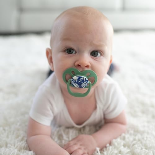 Dr. Brown's Advantage Glow-in-the-Dark Baby Pacifier, Fully Symmetrical Soother with Soft Silicone Bulb, Scooter Squirrel-Purple Nature, 6-18m, BPA Free, 4 Pack
