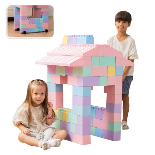 Giant Plastic Blocks Jumbo, Big Blocks, Jumbo Blocks, Big Building Blocks Jumbo, Giant Blocks, Huge Blocks, Jumbo Building Blocks, 86 Pieces Large Blocks for Kids Ages 1 to 8 86 pcs blocks with wheels