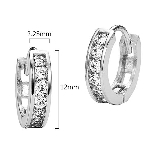 14k Yellow and White Gold 2.25mm Cubic Zirconia Channel Huggie Children Baby Girls Earrings