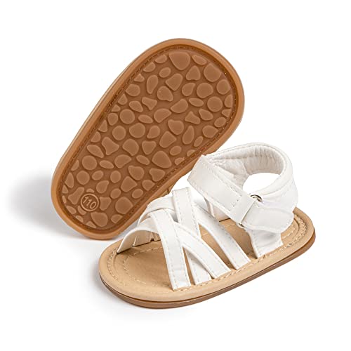 Meckior Baby Toddler Infant Girls PU Leather Soft Open Toe Summer Sandals Flower Princess Flat Shoes