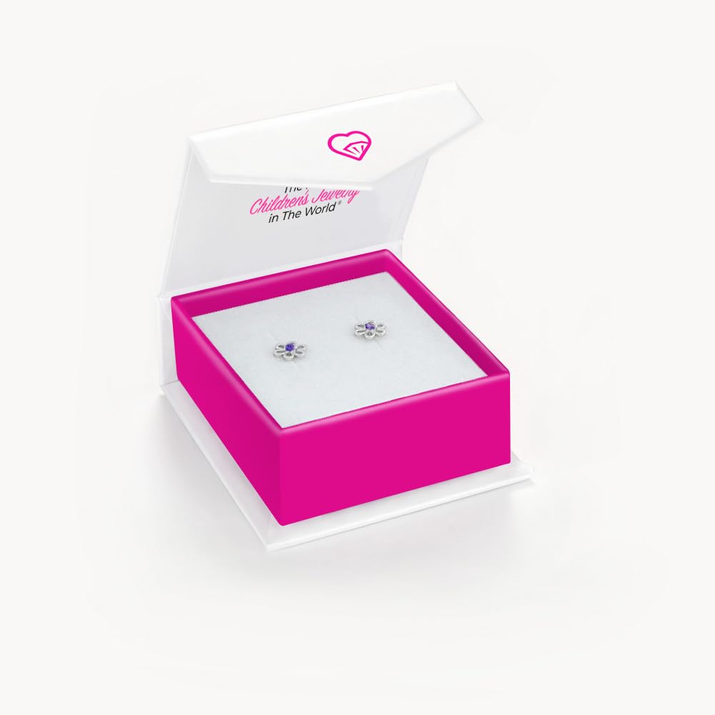 925 Sterling Silver CZ Flower Earrings - Hypoallergenic Screw Back Earrings for Girls & Toddlers - Lightweight, 7mm Flower Design