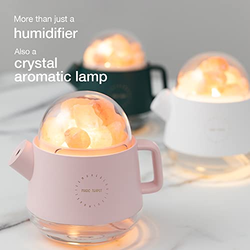 GKI 3-in-1 Salt Lamp Humidifier, 360ml Portable Aromatherapy Diffuser, with Color Night Lamp for Home, Bedroom, Yoga, Office, Gift. (White)
