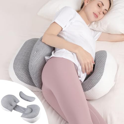 Chilling Home Pregnancy Pillow, Maternity Pillow for Pregnant Women, Pregnancy Pillows for Sleeping Portable, Pregnancy Wedge Pillow, Body Pillow Support for Back, Belly, Waist, Pink
