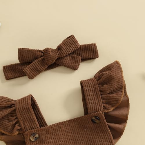 Football Baby Girl Outfit Embroidery Football Romper Ruffle Sleeve Corduroy Bodysuit Overalls Game Day Clothes