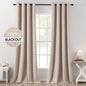 MIULEE 100% Blackout Linen Textured Curtains for Bedroom Solid Thermal Insulated Natural Beige Grommet Room Darkening Curtains & Drapes Luxury Decor for Living Room Nursery 52 x 84 Inch (2 Panels)