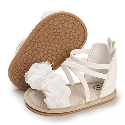 COSANKIM Baby Girl Sandals Rubber Sole Summer Outdoor Infant First Walker Crib Dress Shoes Baby Sandals