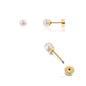 6mm Pearl Stud Earrings Flat Screw Back,14K Gold Pearl Cartilage Helix Earrings Hypoallergenic 316L Surgical Steel Piercing Jewelry Gift for Girls Women Toddlers(6mm Pearl, Gold)