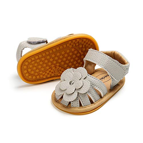 Meckior Baby Toddler Infant Girls PU Leather Soft Open Toe Summer Sandals Flower Princess Flat Shoes