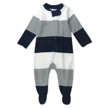 HonestBaby Sleep & Play Footed One-Piece Pajama Sleeper 100% Organic Cotton, Baby Boys