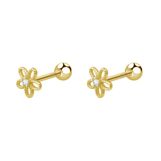 18G Daisy Flower Stud Cartilage Earrings for Women Girls 925 Sterling Silver CZ Tiny Cute Floral 3mm Ball Barbell Screw Back Studs Sleeper Tragus Post Hypoallergenic Piercing Body Jewelry Gifts