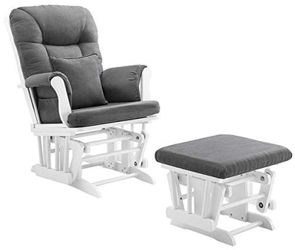 Angel Line Monterey Glider & Ottoman, Grey Finish - Grey Cushion