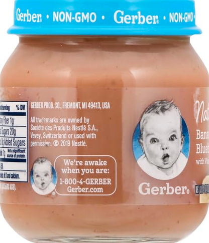 Gerber Stage 2 Baby Food, Organic Apple Spinach with Kale Jar, Fruit & Veggie Puree, Vitamin C, Non-GMO, Baby Food Puree Jars Glass