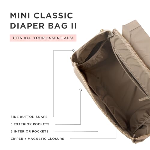 Freshly Picked Mini Classic Diaper Bag Backpack, Vegan Leather Baby Diaper Bag, Backpack Diaper Bag for Women (Aspen)