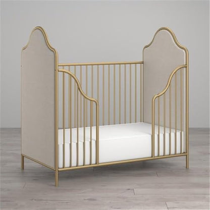Little Seeds Piper Upholstered Metal Crib, Gold
