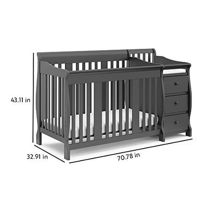 Storkcraft Portofino 5-in-1 Convertible Crib and Changer (Espresso) – Crib and Changing -Table Combo with 3 Drawers, Includes Baby Changing Pad, Converts to Full-Size Bed
