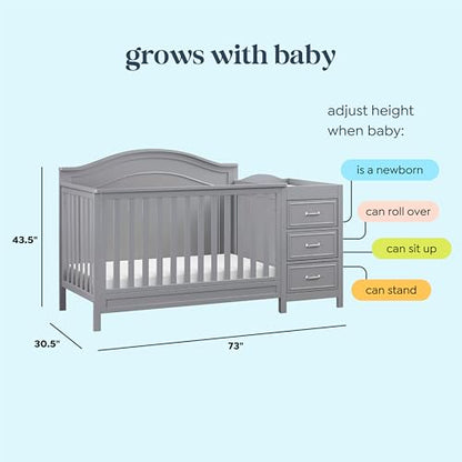 DaVinci Charlie 4-in-1 Convertible Mini Crib and Changer Combo in White, Greenguard Gold Certified