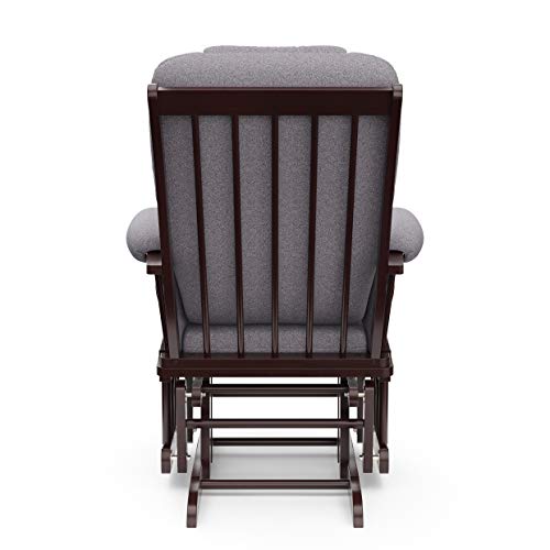 Storkcraft Tuscany Custom Glider and Ottoman with Free Lumbar Pillow (White/Slate Gray Swirl) - Cleanable Upholstered Comfort Rocking Nursery Chair with Ottoman