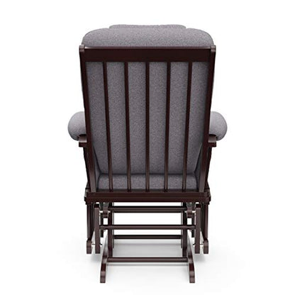 Storkcraft Tuscany Custom Glider and Ottoman with Free Lumbar Pillow (White/Slate Gray Swirl) - Cleanable Upholstered Comfort Rocking Nursery Chair with Ottoman