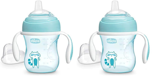 Chicco Transition Sippy Cup with Silicone Spout and Spill-Free Lid 7oz.| Calibration Markings | Removable Handles | Top-Rack Dishwasher Safe | Easy to Hold with Ergonomic Indents | Pink| 4+ Months