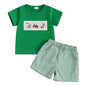 fhutpw Baby Toddler Boy Summer Clothes Embroidery Pattern Short Sleeve Tops & Casual Shorts 6 12 18 Months Outfits Sets