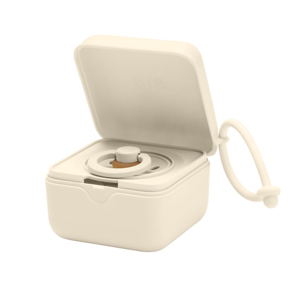 BIBS Pacifier Box with Loop for Storing & Carrying Soothers | 100% BPA Free Material | Designed & Made in Denmark | Vanilla