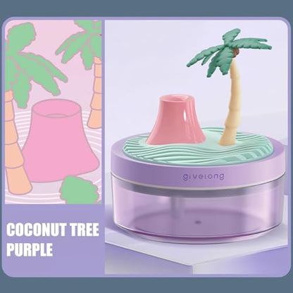 Mini Portable Desktop Humidifiers for Bedroom,Small Humidifier with Cherry Tree,Quiet,Cool Mist, Auto Off,7 Colors Night Light,320ml Air Humidifier Home Office Travel(PINK)