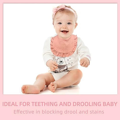 6 Pack Muslin Baby Bibs for Baby Girls, Muslin Bibs Drool Bandana Bibs (Sweet Pink)