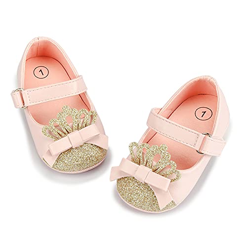 Meckior Infant Baby Girls Soft Sole Bowknot Princess Wedding Dress Mary Jane Flats Prewalker Newborn Light Baby Sneaker Shoes