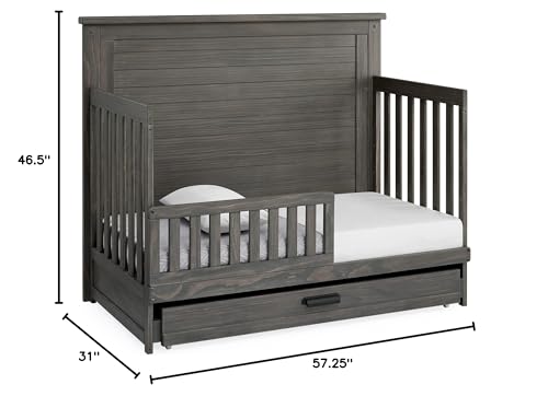 Delta Children Simmons Kids Caden 6-in-1 Convertible Crib with Trundle Drawer, Greenguard Gold Certified, Rustic Mist