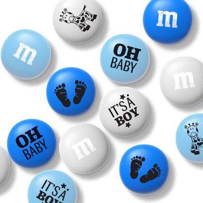 M&M'S World It's A Boy Milk Chocolate Candy 2lb Bag with White and Blue M&M'S for Baby Boy Showers Gender Reveal Parties and Baby Celebration Favors
