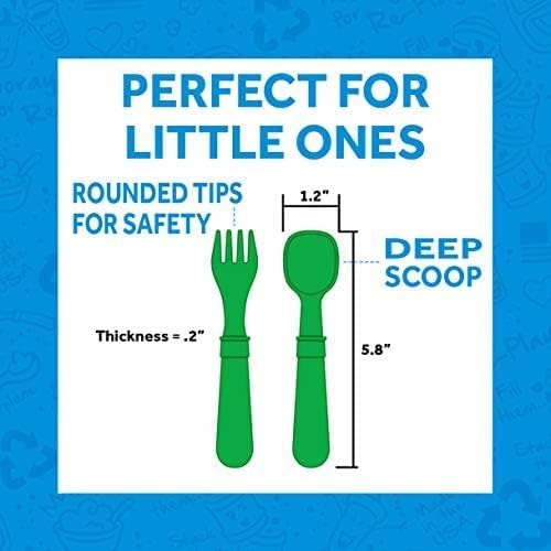 Re-Play Toddler Forks and Spoons Set - 4x4 Utensils Set for Kids - Dishwasher and Microwave Safe - Made in USA - Pack of 8-5.8" x 1.2" x 0.2" - Princess