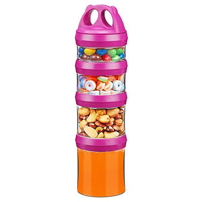 SELEWARE Portable Stackable Food Storage Containers for Snacks Formula Powder and Drinks Twist Lock System Airtight Leak-proof BPA and Phthalate Free 4 Piece Jars 31oz Blue