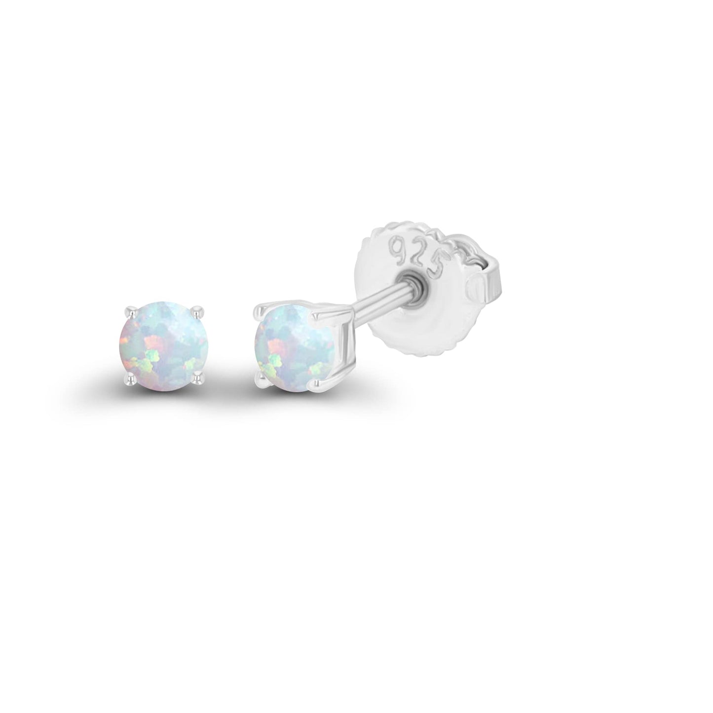 14K Gold Plated 925 Sterling Silver Hypoallergenic 3mm Round Genuine Birthstone Solitaire Screwback Stud Earrings