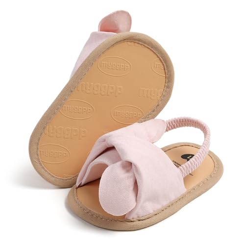 COSANKIM Infant Baby Girls Summer Sandals with Flower Soft Sole Newborn Toddler First Walker Crib Dress Shoes