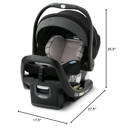 Graco SnugRide SnugFit Infant Car Seat with Simply Safe Adjust Harness System, Baby Car Seat with Anti Rebound Bar, Gotham