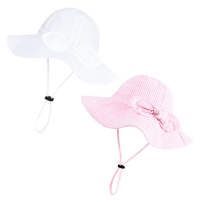 Baby Girl Sun Hat with UPF 50+ Outdoor Adjustable Beach Hat with Wide Brim Bucket Hats