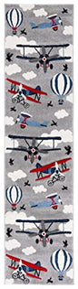 SAFAVIEH Carousel Kids Collection Area Rug - 5'3" x 7'6", Light Grey & Red, Non-Shedding & Easy Care, Ideal for High Traffic Areas for Boys & Girls in Playroom, Nursery, Bedroom (CRK137F)