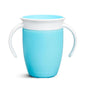 Munchkin Sippy Cup for 6 Month Old and Up, Spill Proof Miracle 360 Toddler Cups with Transition Handles, 7 Ounce, 2 Pack, Blue/Green