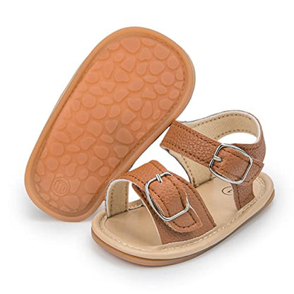 Sawimlgy Baby Girls Boys Sandals Summer Flowers Shoe Rubber Sole PU Leather Mesh Infant Toddler First Walkers Princess Dress Outdoor Shoes