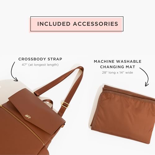 Freshly Picked Classic II Diaper Bag Backpack, Wipeable Vegan Leather With Changing Pad (Sage Green V2)