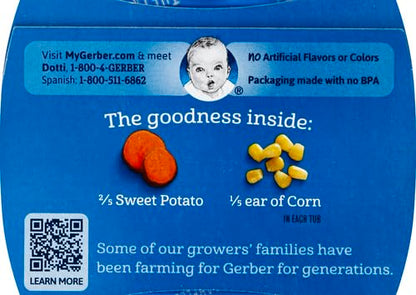 Gerber Baby Food 2nd Foods Blends, Sweet Potato Corn Puree, Veggie Power, Natural & Non-GMO, 4 Ounce Tubs, 2-Pack