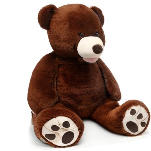 MorisMos Smile Giant Teddy Bear, 51inch Large Stuffed Bears with Big Footprints, Big Stuffed Animals Cuddly Plush Gifts for Girlfriends, Boyfriend, Dark Brown