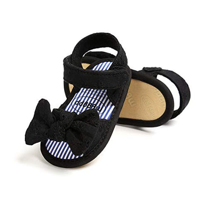 COSANKIM Infant Baby Girls Summer Sandals with Flower Soft Sole Newborn Toddler First Walker Crib Dress Shoes