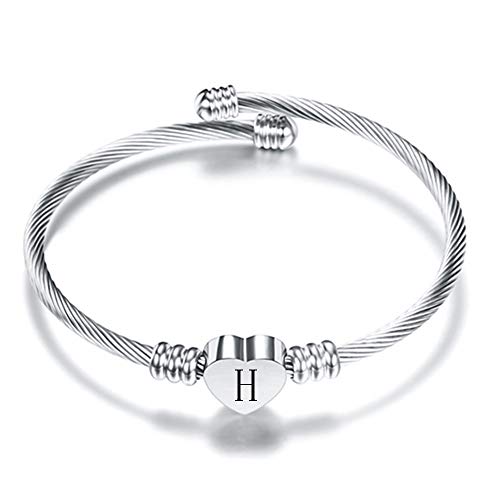VQYSKO Gold Bracelets for Girls-A to Z Stainless Steel Heart Initial Girl Jewellery, Birthday Gifts for Girls
