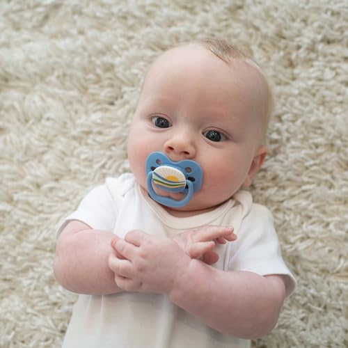Dr. Brown's Advantage Glow-in-the-Dark Baby Pacifier, Fully Symmetrical Soother with Soft Silicone Bulb, Lavender Love-Coral Ocean, 0-6m, BPA Free, 4 Pack
