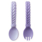Itzy Ritzy Silicone Spoon & Fork Set; Baby Utensils Featuring a Baby Fork and Spoon with Looped, Braided Handles - Made of 100% Food Grade Silicone & BPA-Free - Ages 6 Months and Up (Pink)