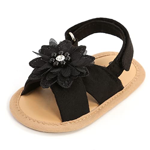 SOFMUO Baby Girls Sandals Premium Soft Sole Infant Indoor Flat Newborn Slippers Lightweight Comfort Toddler Summer Princess Dress Shoes