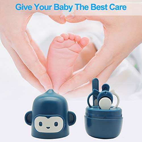Socub Baby Nail Kit, Baby Nail Clipper, Scissor, Nail File, Tweezer, 4-in-1 Baby Grooming Kit Set for Newborn, Infant, Toddler, Blue